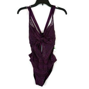 Becca Women’s Purple V Neck One Piece Swimsuit Size L